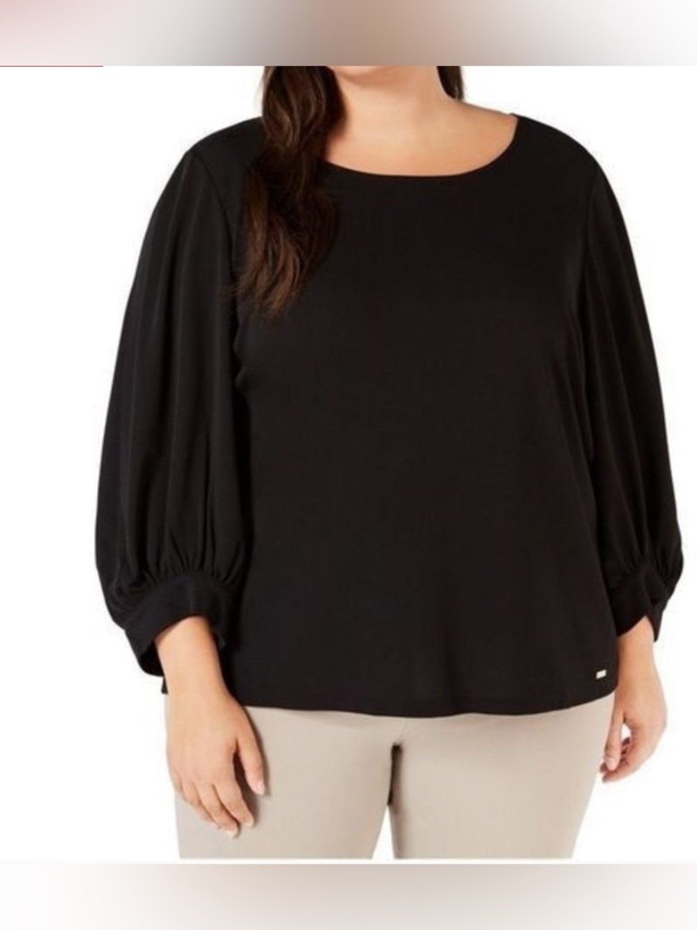 Calvin Klein Women's Long-Sleeve Top - Black - Size M